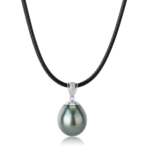 Large Tahitian Pearl Pendant on Leather Cord Necklace - House Of Pearls